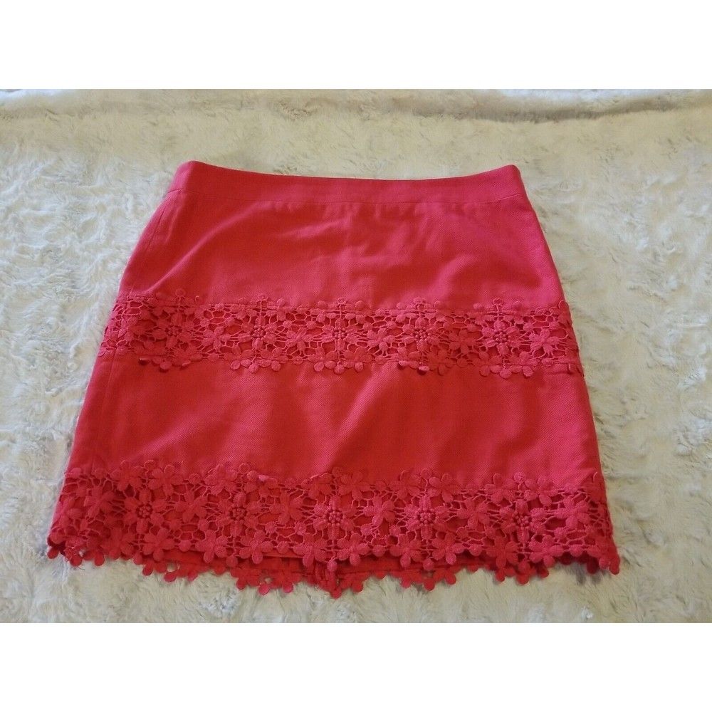J. Crew Skirt Women's 6 Pink Scalloped Ditsy Floral Hem Lace Crochet